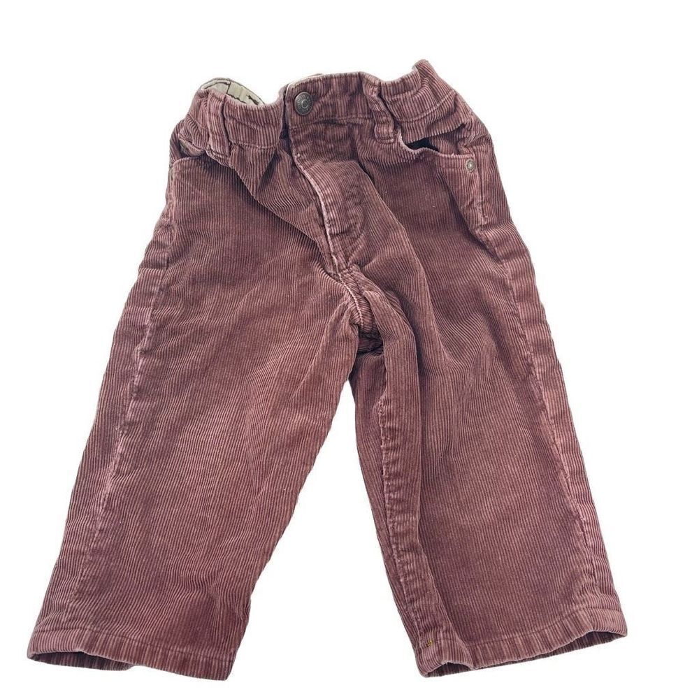Oshkosh B’Gosh brown cords corduroy pants half elastic waist button and zipper 1